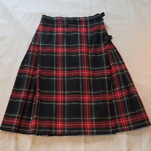 Vintage Laird Portch Of Scotland Pleated Kilted Skirt Red Tartan Plaid sz 14